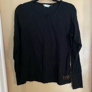 Black long sleeve shirt with sheer fabric and thumb holes size small